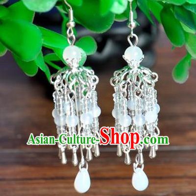 Top Grade Chinese Handmade Accessories Hanfu Eardrop Beads Tassel Earrings for Women