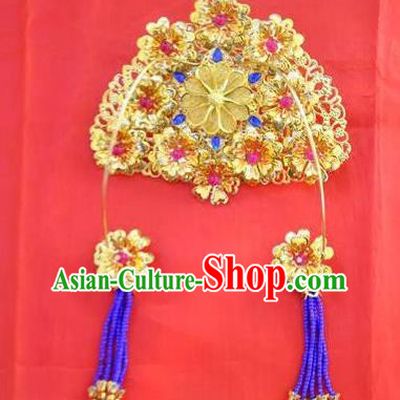 Ancient Chinese Handmade Hair Accessories Classical Hairpins Bride Phoenix Coronet for Women