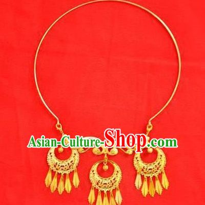 Chinese Ancient Handmade Wedding Necklet Jewelry Accessories Golden Necklace for Women