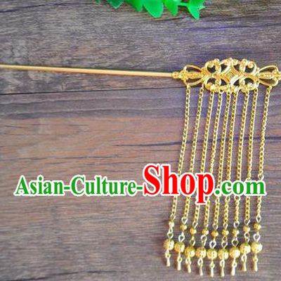 Ancient Chinese Handmade Hair Accessories Classical Hairpins Golden Tassel Hair Clip for Women