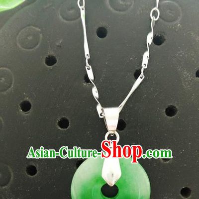 Chinese Ancient Handmade Jade Longevity Lock Jewelry Accessories Necklace for Women