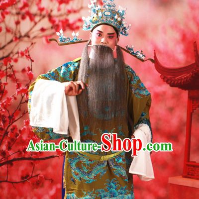 Chinese Traditional Beijing Opera Mang Embroidered Dragon Long Robe for Men