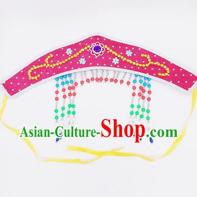 Traditional Chinese Mongol Nationality Pink Headband, Mongolian Minority Hair Accessories Dance Headwear for Kids