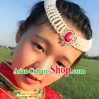 Traditional Chinese Mongol Nationality Princess Hair Accessories, Mongolian Minority Hair Jewelry Dance Headwear for Women