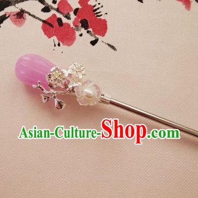 Chinese Ancient Hair Accessories Hanfu Hairpins Handmade Lilac Jade Hair Clip for Women