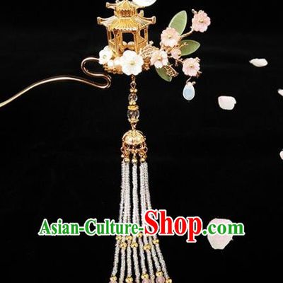 Chinese Ancient Hair Accessories Hanfu Hairpins Handmade Tassel Step Shake Hair Clip for Women