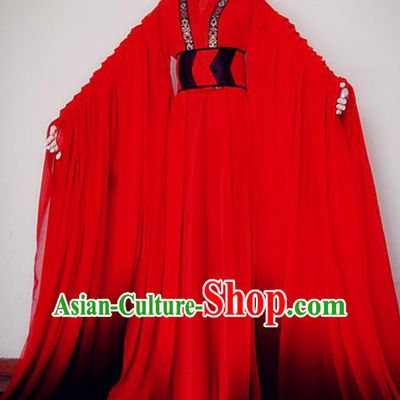 Chinese Ancient Cosplay Nobility Childe Red Costume Jin Dynasty Swordsman Clothing for Men