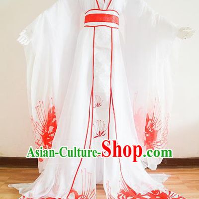 Chinese Ancient Cosplay Palace Princess Costume Jin Dynasty Swordswoman White Hanfu Dress for Women