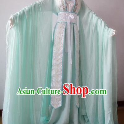 Chinese Ancient Cosplay Palace Princess Costume Tang Dynasty Swordswoman Green Hanfu Dress for Women