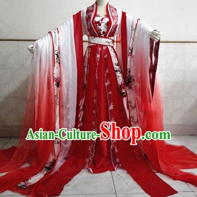 Chinese Ancient Cosplay Fairy Costume Tang Dynasty Princess Swordswoman Red Hanfu Dress for Women