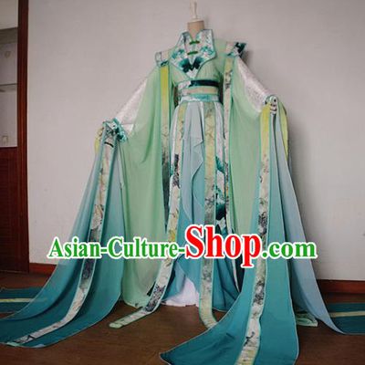 Chinese Ancient Cosplay Scholar Green Costume Han Dynasty Prince Swordsman Clothing for Men