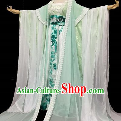 Chinese Ancient Cosplay Swordswoman Costume Traditional Tang Dynasty Princess Green Hanfu Dress for Women