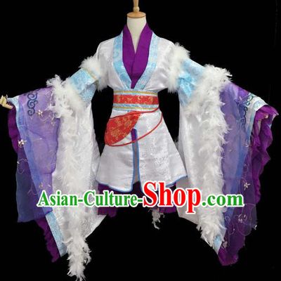Chinese Ancient Cosplay Fairy Purple Hanfu Dress Traditional Qin Dynasty Princess Costume for Women