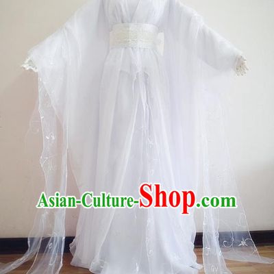 Chinese Ancient Cosplay Princess White Hanfu Dress Traditional Fairy Embroidered Costume for Women