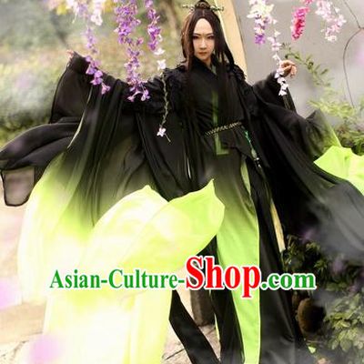 Chinese Ancient Cosplay Costume Swordsman Hanfu Black Clothing for Men