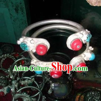 Chinese Zang Nationality Handmade Accessories Tibetan Minority Bracelet for Women