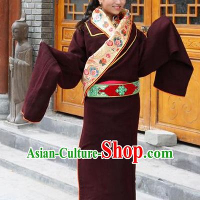 Chinese Traditional Minority Dance Costume Tibetan Robe Zang Nationality Clothing for Women