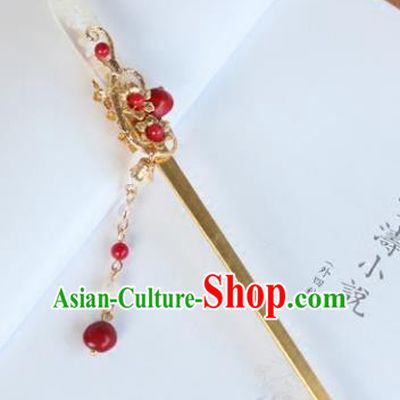 Chinese Ancient Handmade Hair Accessories Hanfu Jade Hairpins Tassel Hair Clips for Women