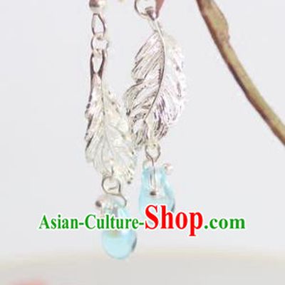Chinese Ancient Handmade Earrings Accessories Hanfu Leaf Eardrop for Women