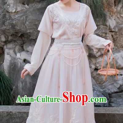 Chinese Traditional Tang Dynasty Palace Lady Costumes Ancient Court Maid Embroidered Clothing for Women
