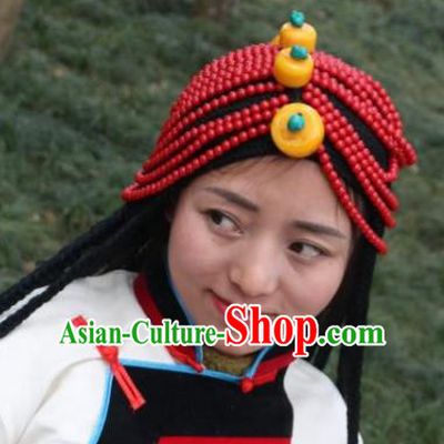 Chinese Zang Nationality Handmade Hair Accessories Tibetan Minority Beads Headwear for Women