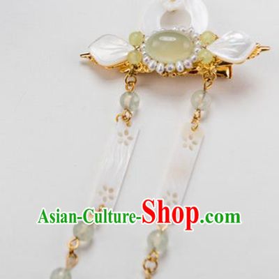 Chinese Ancient Handmade Hair Accessories Hanfu Pearls Shell Tassel Hair Stick for Women