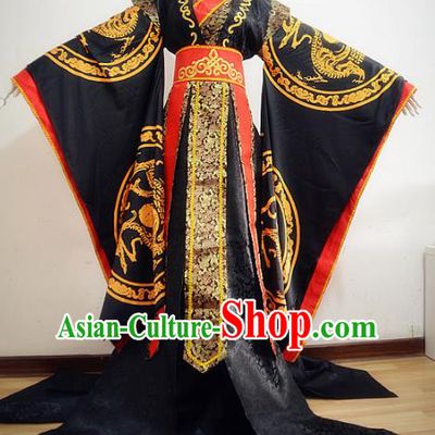 Chinese Qin Dynasty Emperor Hanfu Ancient King Swordsman Traditional Clothing for Men
