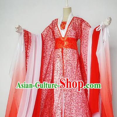 Chinese Han Dynasty Empress Red Hanfu Dress Ancient Fairy Traditional Clothing for Women
