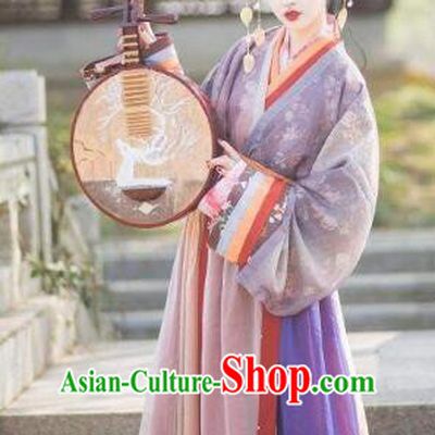 Chinese Ancient Geisha Costumes Traditional Jin Dynasty Palace Lady Embroidered Hanfu Dress for Women