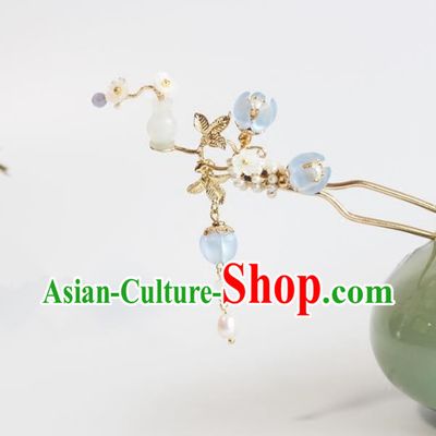 Chinese Ancient Handmade Palace Jade Vase Hair Clip Hair Accessories Hanfu Hairpins for Women