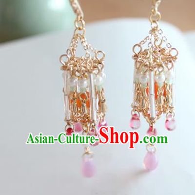 Chinese Ancient Handmade Palace Lantern Earrings Accessories Hanfu Eardrop for Women