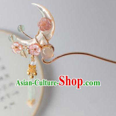 Chinese Ancient Handmade Moon Hair Clip Hair Accessories Hanfu Hairpins for Women
