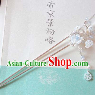 Chinese Ancient Handmade Crystal Hair Clip Tassel Step Shake Hair Accessories Hanfu Hairpins for Women