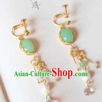 Chinese Ancient Handmade Hanfu Accessories Coloured Glaze Earrings for Women
