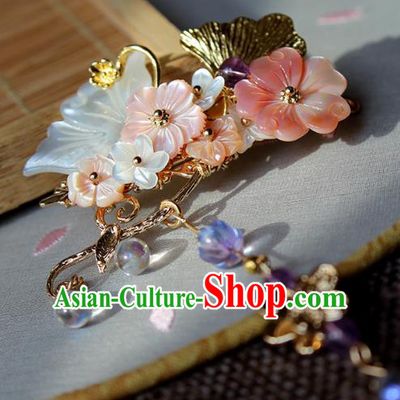 Chinese Ancient Handmade Hair Stick Classical Hair Accessories Hanfu Shell Butterfly Hairpins for Women