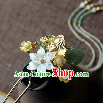 Chinese Ancient Handmade Ginkgo Leaf Hair Clip Classical Hair Accessories Hanfu Hairpins for Women
