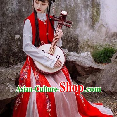 Chinese Ancient Maidservants Costume Traditional Ming Dynasty Nobility Lady Embroidered Green Hanfu Dress for Women