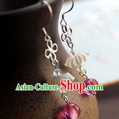 Chinese Ancient Handmade Classical Accessories Hanfu Red Beads Tassel Earrings for Women