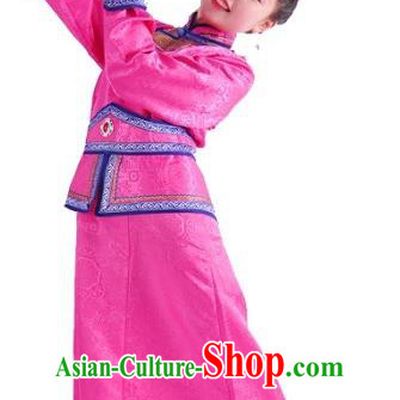 Chinese Mongol Nationality Costume Wedding Rosy Dress Traditional Mongolian Minority Clothing for Women