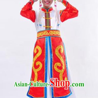 Chinese Mongol Nationality Folk Dance Costume Traditional Mongolian Minority Wedding Dress for Women