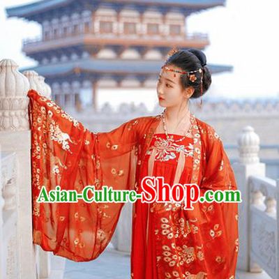 Ancient Chinese Traditional Palace Lady Costume Tang Dynasty Imperial Consort Embroidered Hanfu Dress for Women