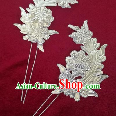 Chinese Traditional Miao Nationality Hair Accessories Hanfu Sliver Hairpins for Women