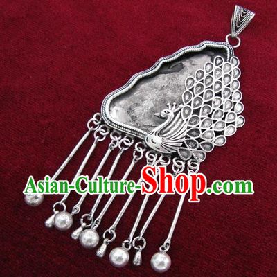 Chinese Handmade Miao Nationality Jewelry Accessories Tassel Sliver Earrings for Women