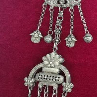 Chinese Miao Nationality Ornaments Sliver Pendant Accessories Traditional Hmong Necklace for Women