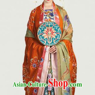 Traditional Chinese Tang Dynasty Wedding Embroidered Costume Ancient Imperial Empress Hanfu Dress for Women