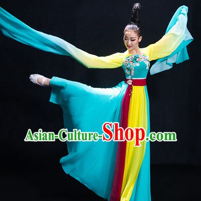 Chinese Ancient Palace Lady Dancing Costume Classical Dance Costumes and Hair Jewelry Complete Set