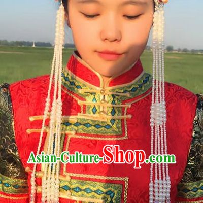 Chinese Traditional Mongol Stage Performance Hair Accessories, Mongolian Folk Dance Tassel Headwear for Women