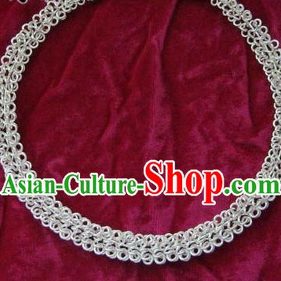 Chinese Miao Sliver Necklace Ornaments Traditional Hmong Sliver Necklet for Women