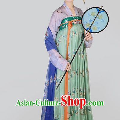 Chinese Ancient Tang Dynasty Palace Lady Maidenform Embroidered Costumes for Women