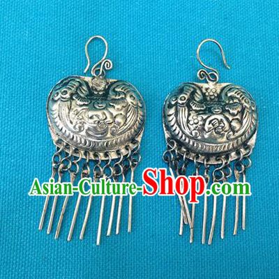 Chinese Traditional Ornaments Accessories Ancient Miao Minority Sliver Earrings for Women